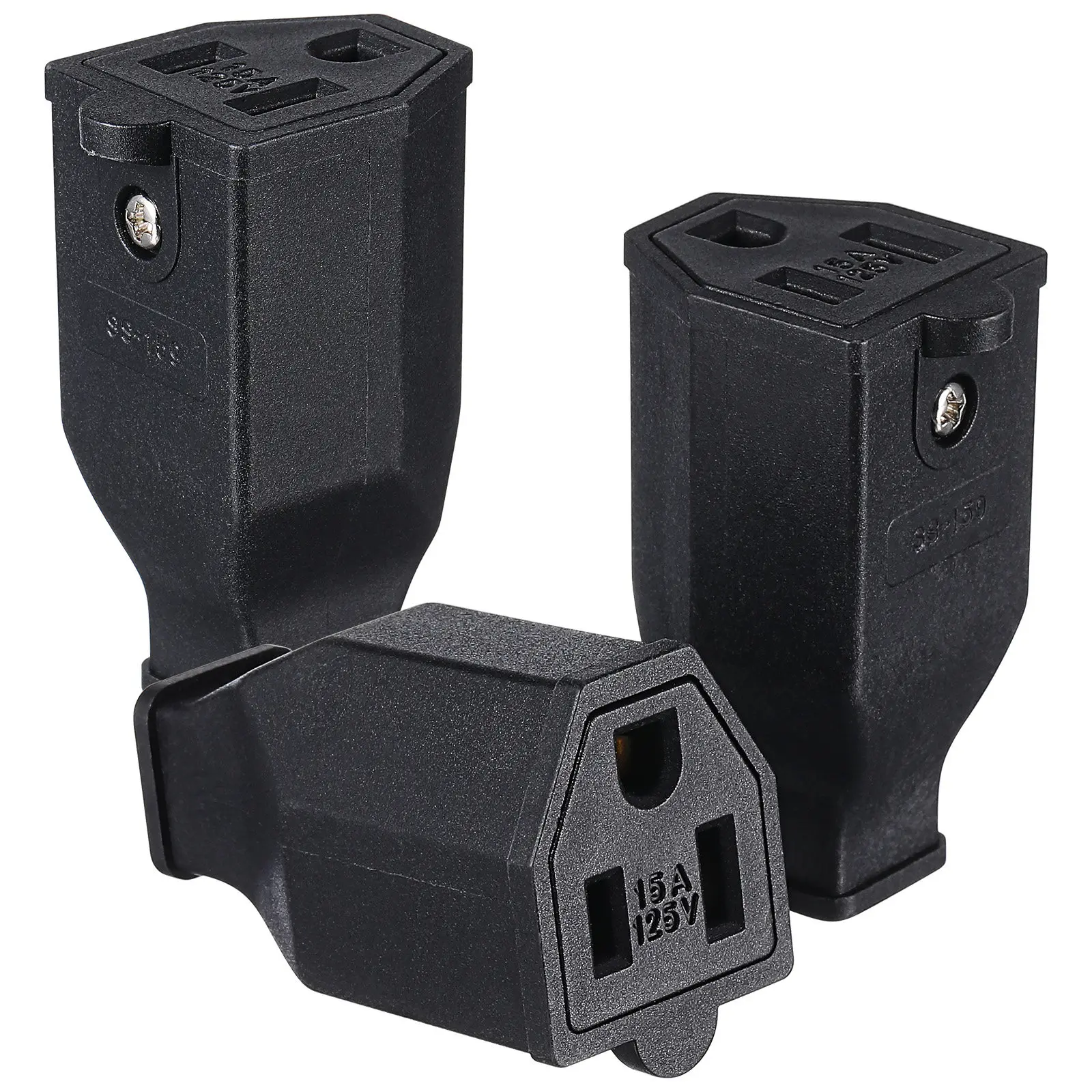 3Pcs Extension Cord Ends Female Electrical Plug Replacement 3 Prong Plug Replacement for Office Home Industrial