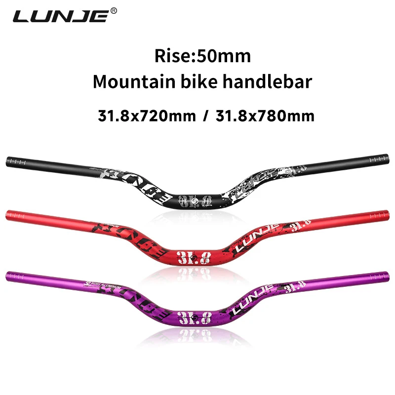  Manubrio LUNJE MTB 720/780mm Ultraleggero per Bici da Strada BMX, Altezza 50mm, Componenti per Biciclette da Montagna
