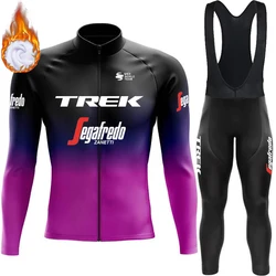 Cycling 2024 Retro Jersey Winter Fleece Costume for Men's Bike Set Suit TREK Clothes Thermal Road Uniform Jacket Blouse Sports