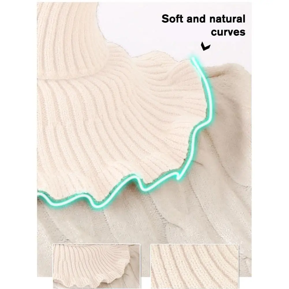 Cuello falso de lana tejido, bufanda de cuello falso: suave, grueso y cálido, con diseño elegante de borde con volantes para mujer, invierno, resistente al viento