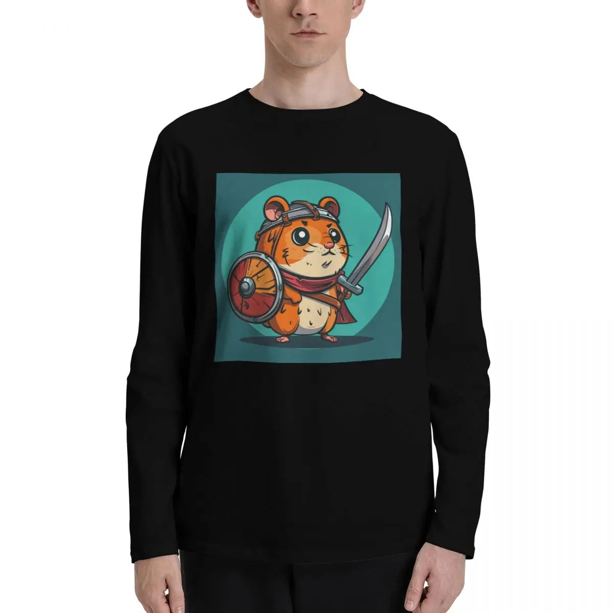 2024 New Autumn Winter Fall Men Long Sleeve T-Shirts Cartoon Mouse Mice Ripped Round,Premium Quality Pattern Print Tees Casual