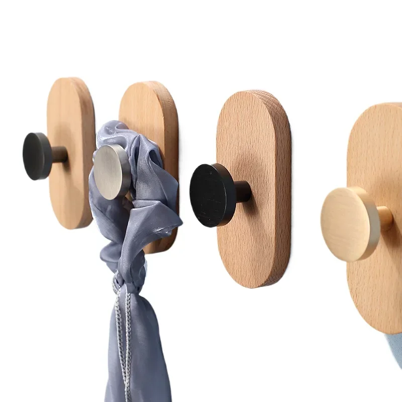 

New Chinese-style entrance door coat hook Single entrance entrance coat hook Wall wall hanging solid wood hook No punching