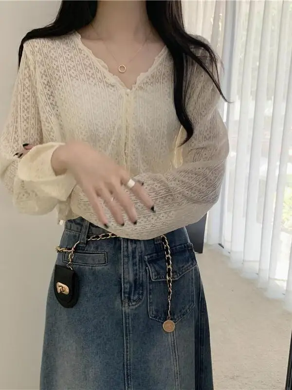 

Ultra-Fine Ice-Silk Thin Sunscreen Chiffon Cardigan Women's Summer Small Size Outerwear awl Cover-Up ort Top