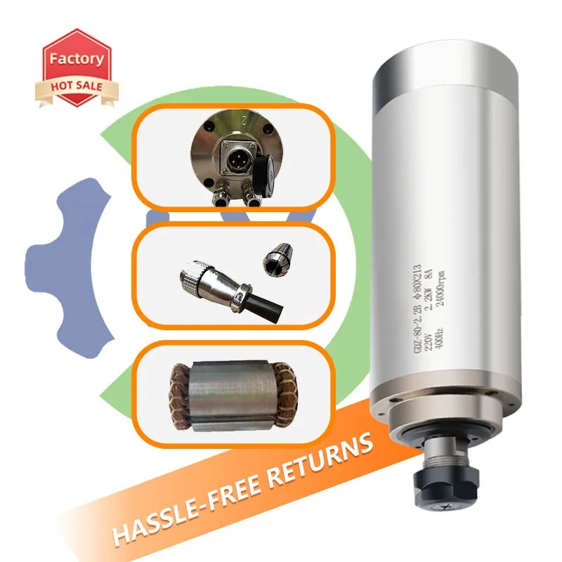 High-Speed 1.5/3.2kw CNC Water-Cooled Precision Engraving Machine Electric Spindle with BT30/BT40 Joints