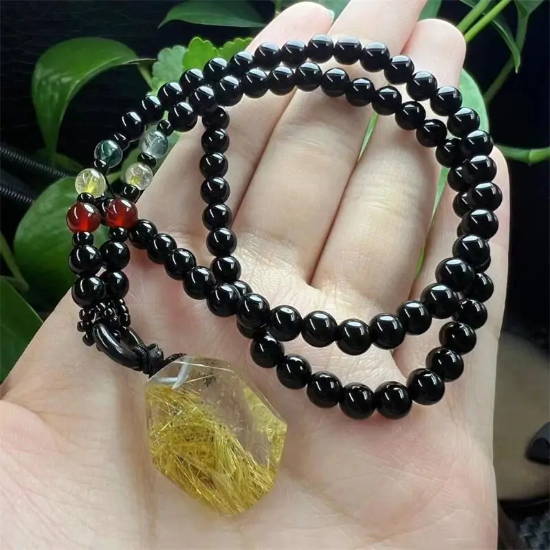 

Natural Freeform Rutilated Quartz Bead Chain Pendant DIY Necklace Fashion Healing Jewelry Gemstone Crystal Holiday Gift 1PCS
