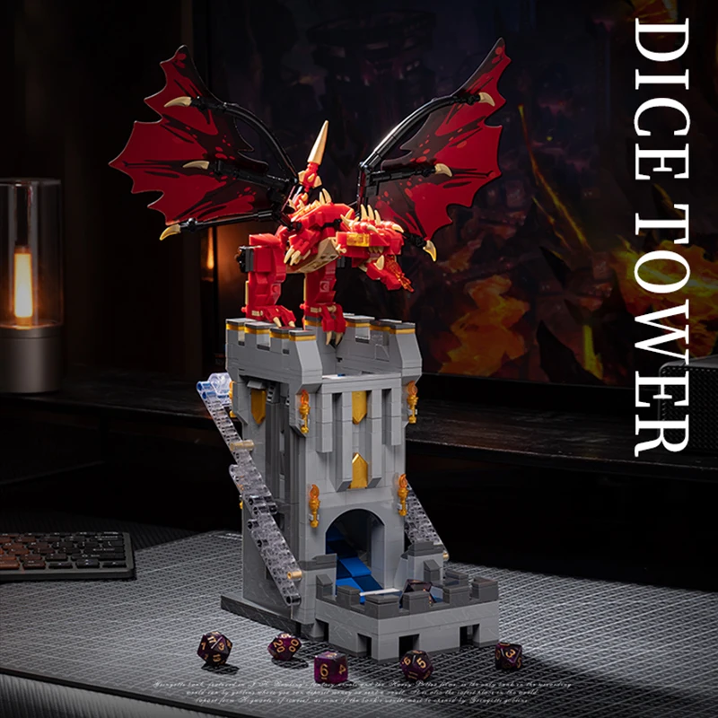 

Набор строительных блоков MOC из 1176 деталей: Башня для игры в кости «Драконы» и самозагружающиеся кубики для подземелий, игрушки-конструкторы, подарок на день рождения для детей