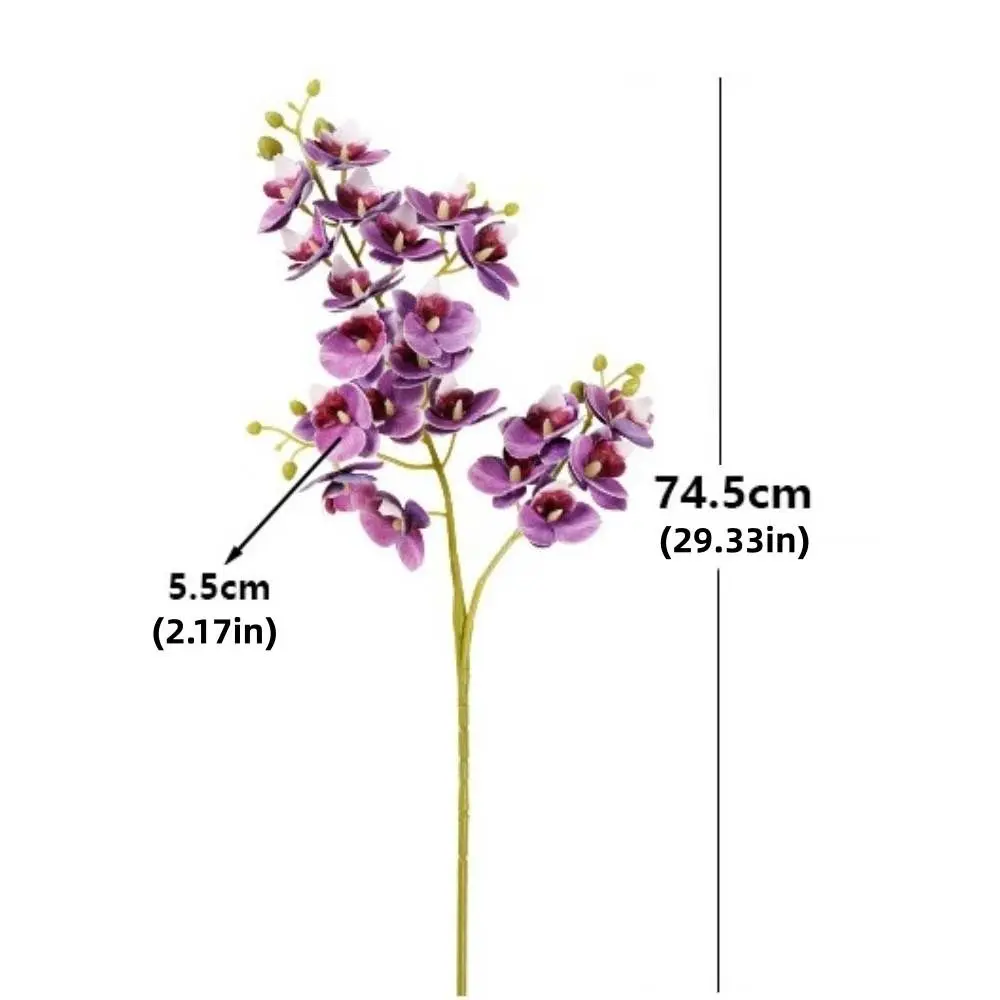 21 Heads Artificial Phalaenopsis Branches 2 Fork Floral Craft Art Artificial Butterfly Orchid Flower Handmade Real Touch