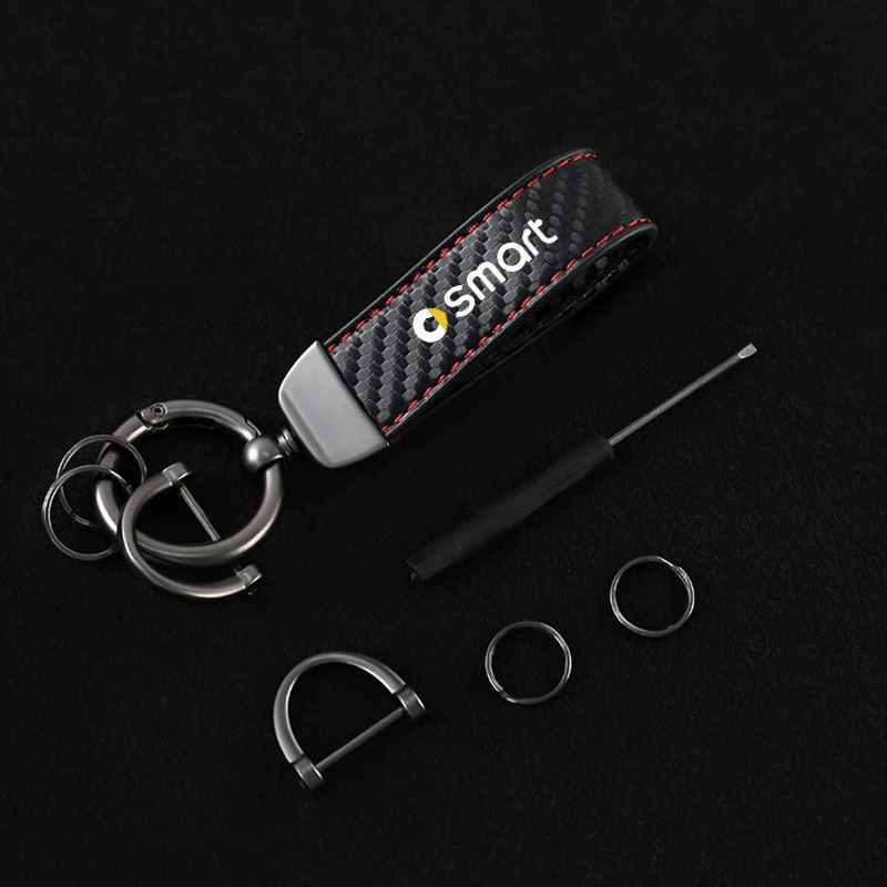 Car Trinket Keyring PU Leather Keychain DIY Bag Key Chain Holder Key for smart fortwo forfour 453 451 450 smar Car Accessorie