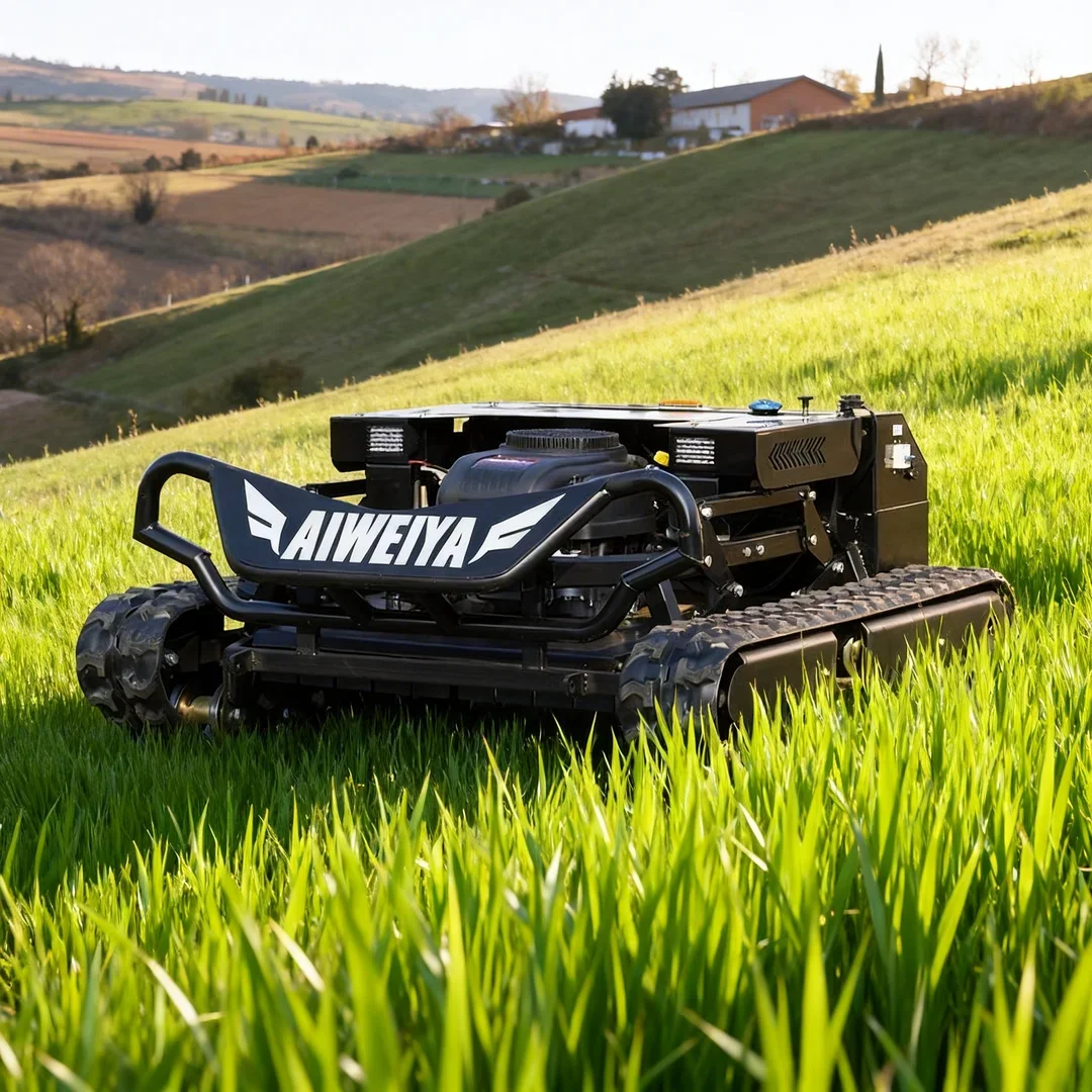 

Customized 900mm Cutting Width High Horsepower Tank Robot Lawn Mower Remote Control Free Blade Set