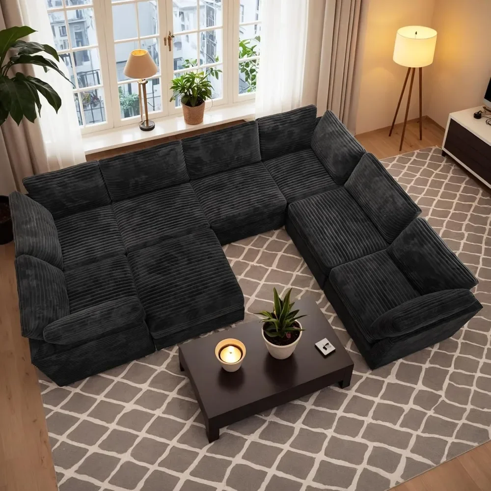 

Luxury Sectional Sofa Oversized U Shaped Cloud Couch for Living Room,Deep Seat Upholstered Convertible Sleeper Sofa Couch