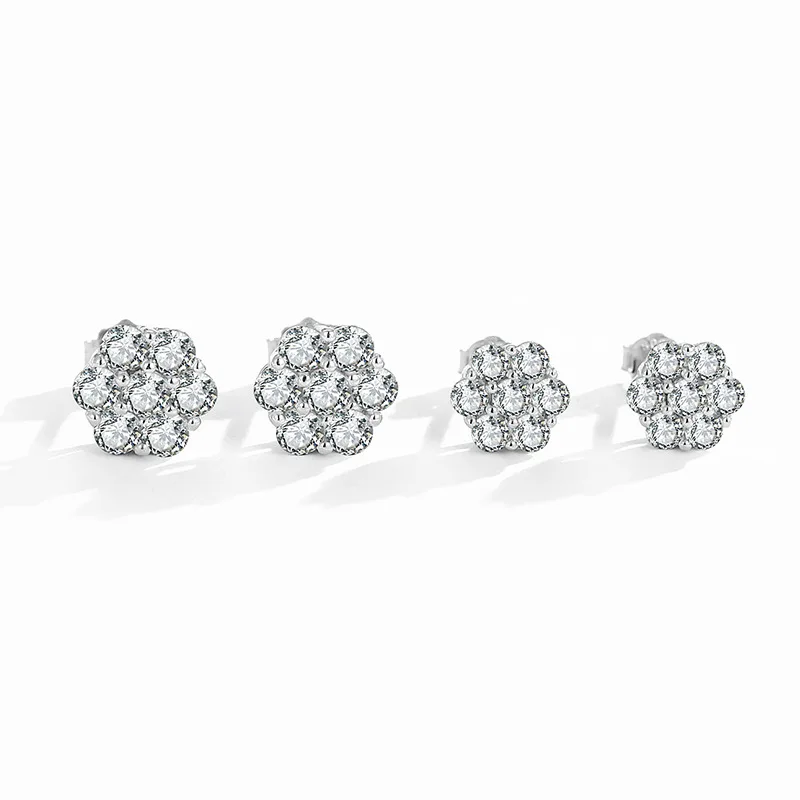 

D Color Moissanite Flower Stud Earrings for Women Silver 925 Jewelry Gra VVS Moissanite Diamond Ear Studs Platinum Plated Gift