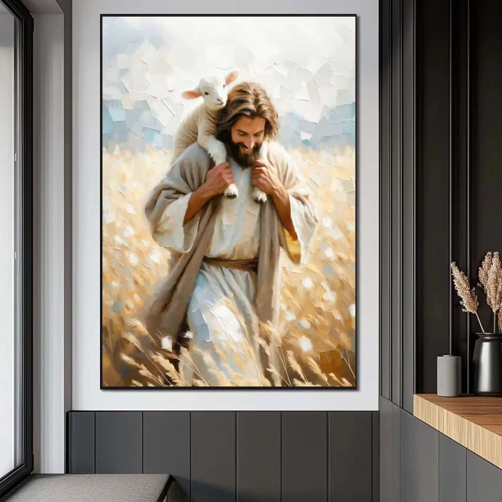 Christian Religion Holy Faith Jesus Walking on Water Art Poster Print Jesus Hugs Woman Canvas Painting Living Room Home Decor