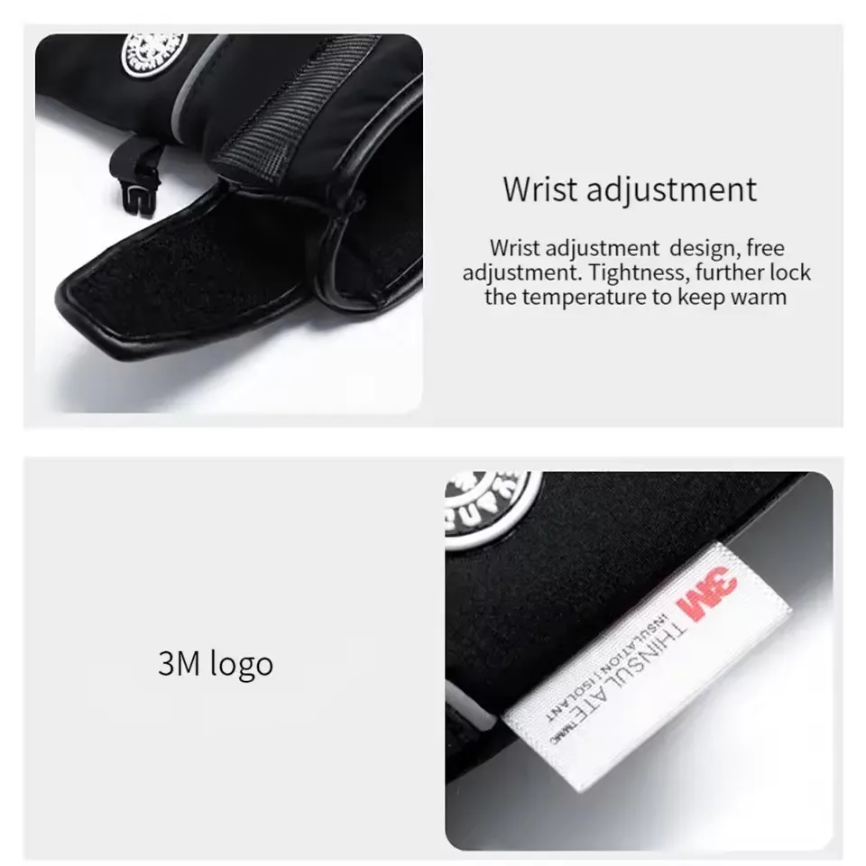 겨울 터치 스크린 보호 장갑 유니섹스 야외 스키 하이킹 두꺼운 벨벳 풀 핑거 장갑 사이클링 러닝 보온