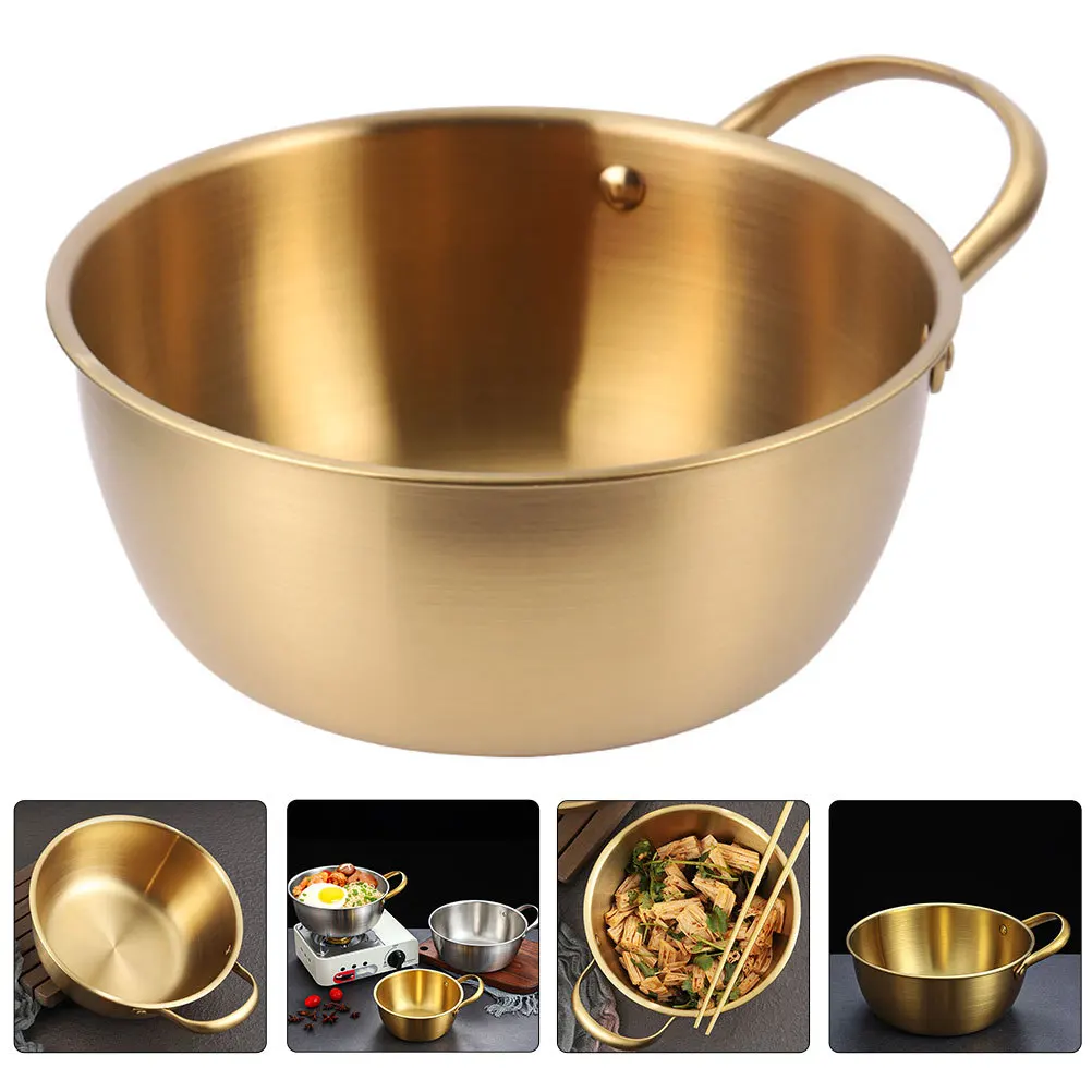 

1Pcs Stainless Steel Korean Ramen Pot Single Handle Heat Retention Non Stick Soup Noodle Pot Kitchen Cookware Household Cookware