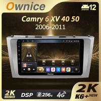 Ownice K6+ 2K for Toyota Camry 6 XV 40 50 2006 - 2011 Android 12 Car Radio Stereo Multimedia Player GPS Navigation no 2din dvd
