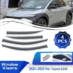 For Toyota bZ4X EA10 Subaru Solterra 2022 ~2025 Rain Proof Car Window Sun Rain Visor Deflectors 4 PCS Shelter Auto Accessories