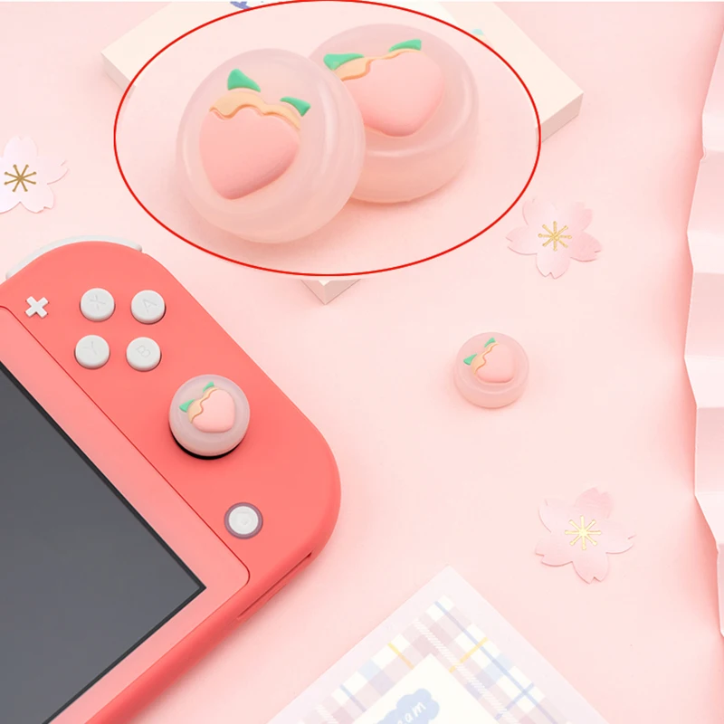 Frutas Silicone Analógico Thumb Grip Caps, Joystick Capa Protetora, Compatível com Nintendo Switch, OLED, Switch Lite, 4pcs