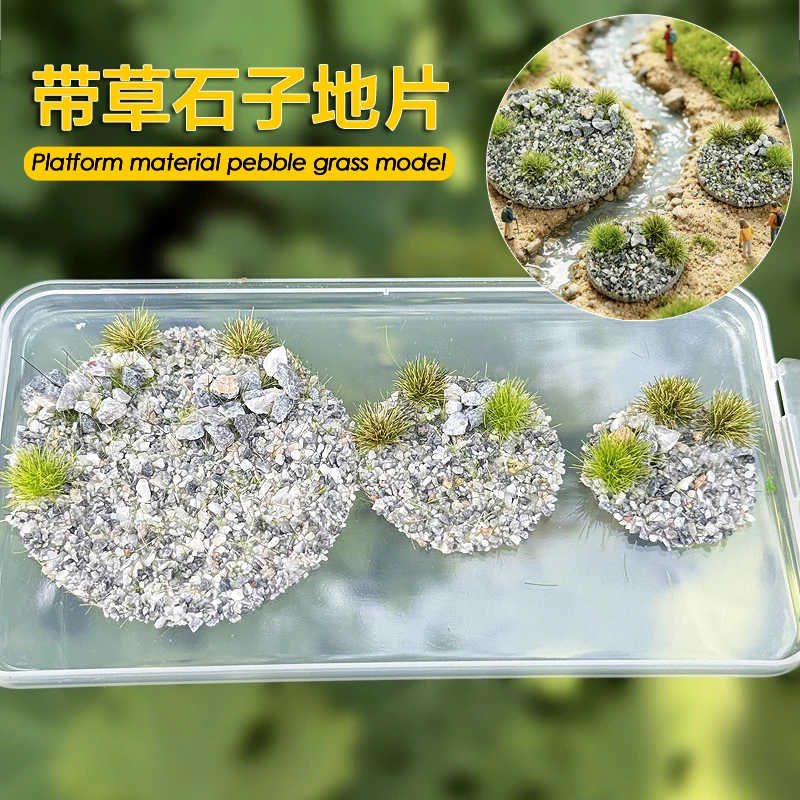 1/87 Sand Table Model Pebble Ground With Grass Cluster Model Miniature Simulated Soldier War Landscaping Mountaion Diy Materials
