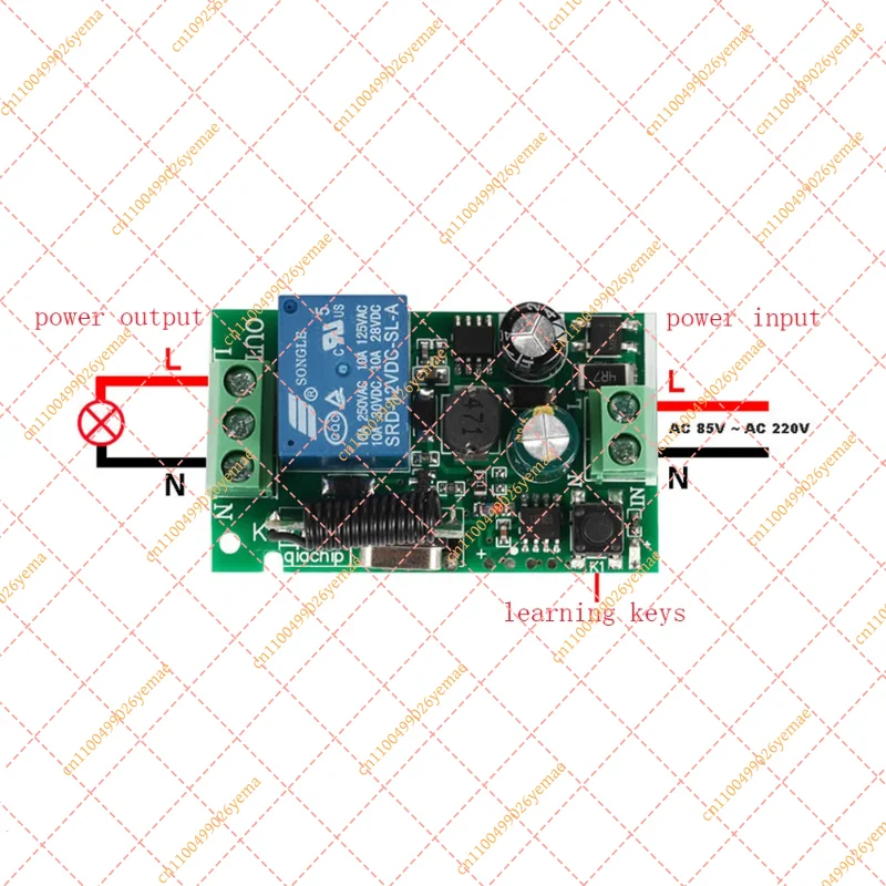 Universal 433MHz Wireless Relay Switch Module, 1-Channel AC 85-220V Receiver for Smart Home Garage Door Gate Motor