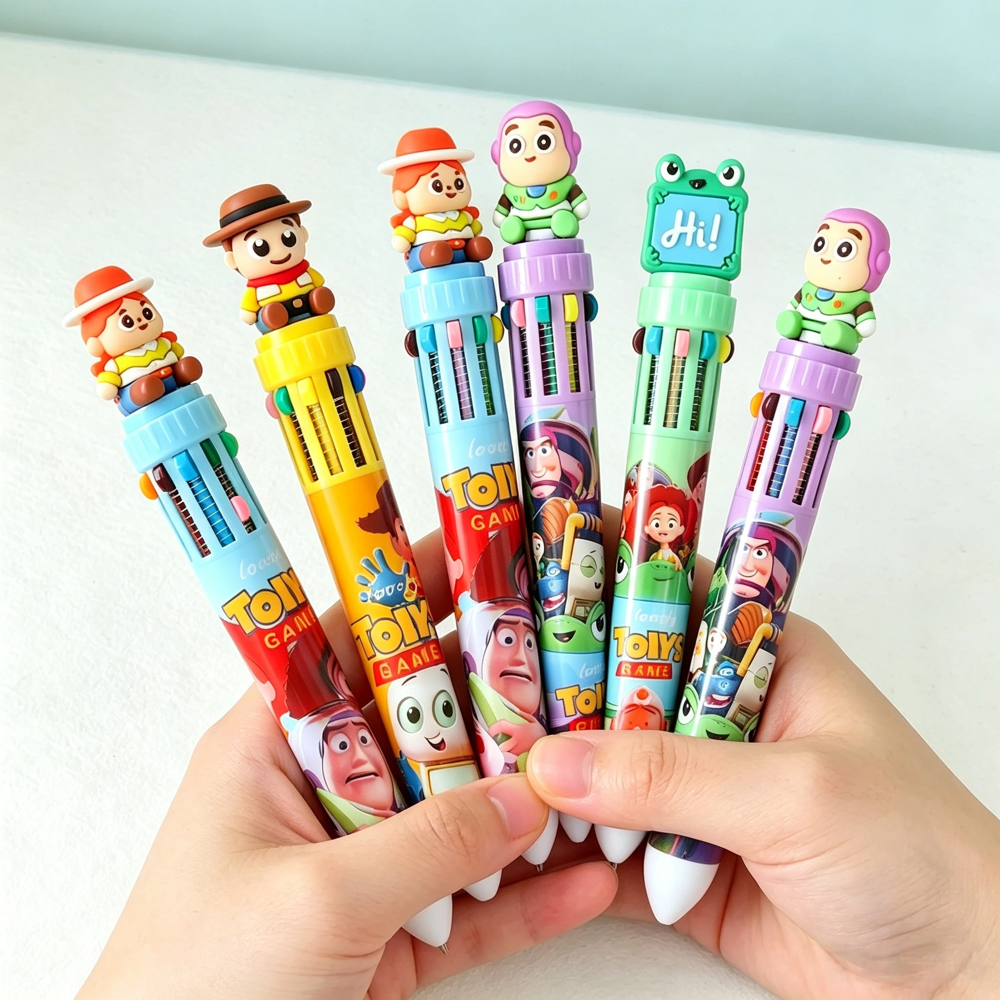 2026 New Toy theme   ten color ballpoint pen cute cartoon press pen with ten colors ideal for journaling and note taking