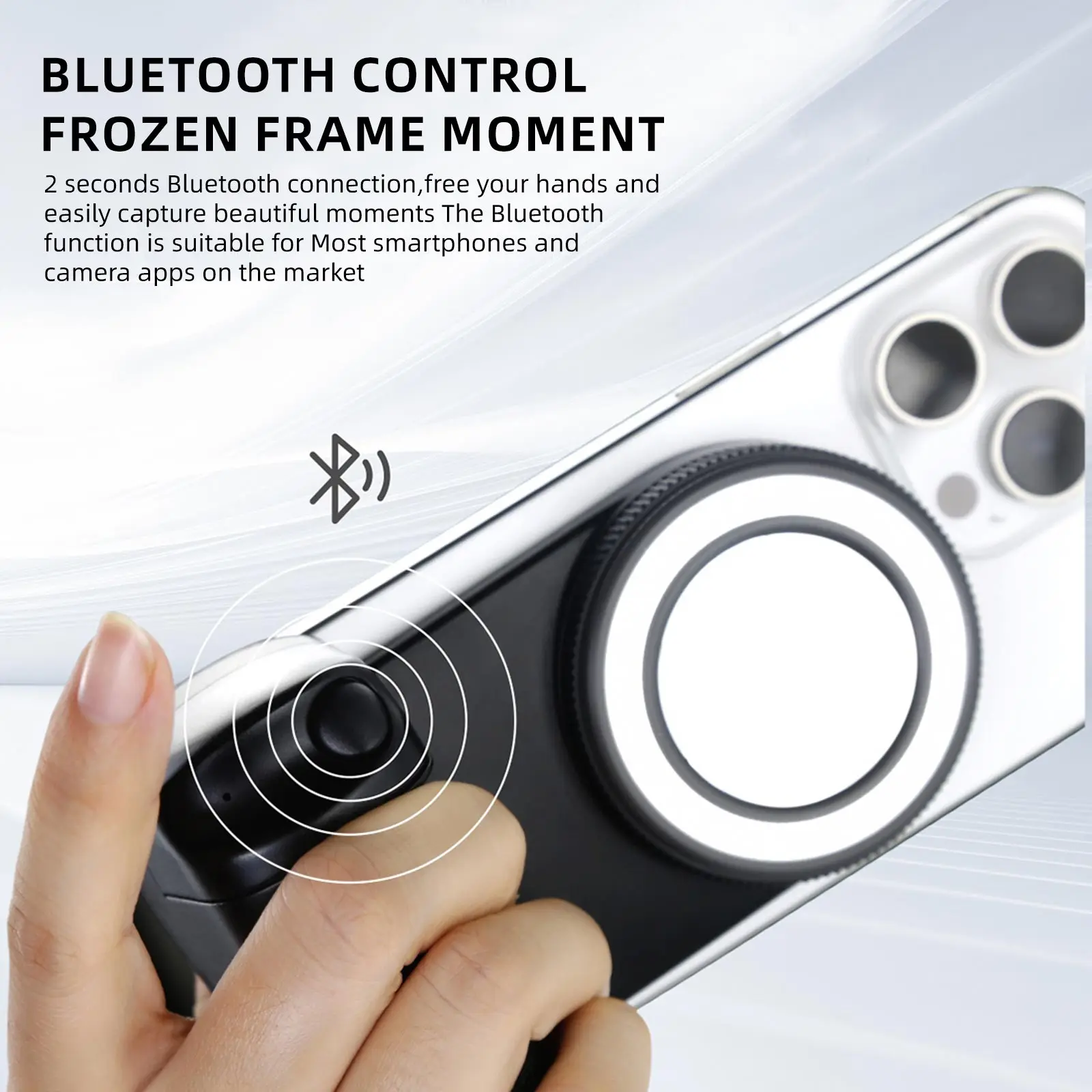 Magnetic Phone CapGrip w/ Fill Light Lamp Hand Grip Handheld Selfie Booster w/ Bluetooth Remote Control Shutter for ios Android