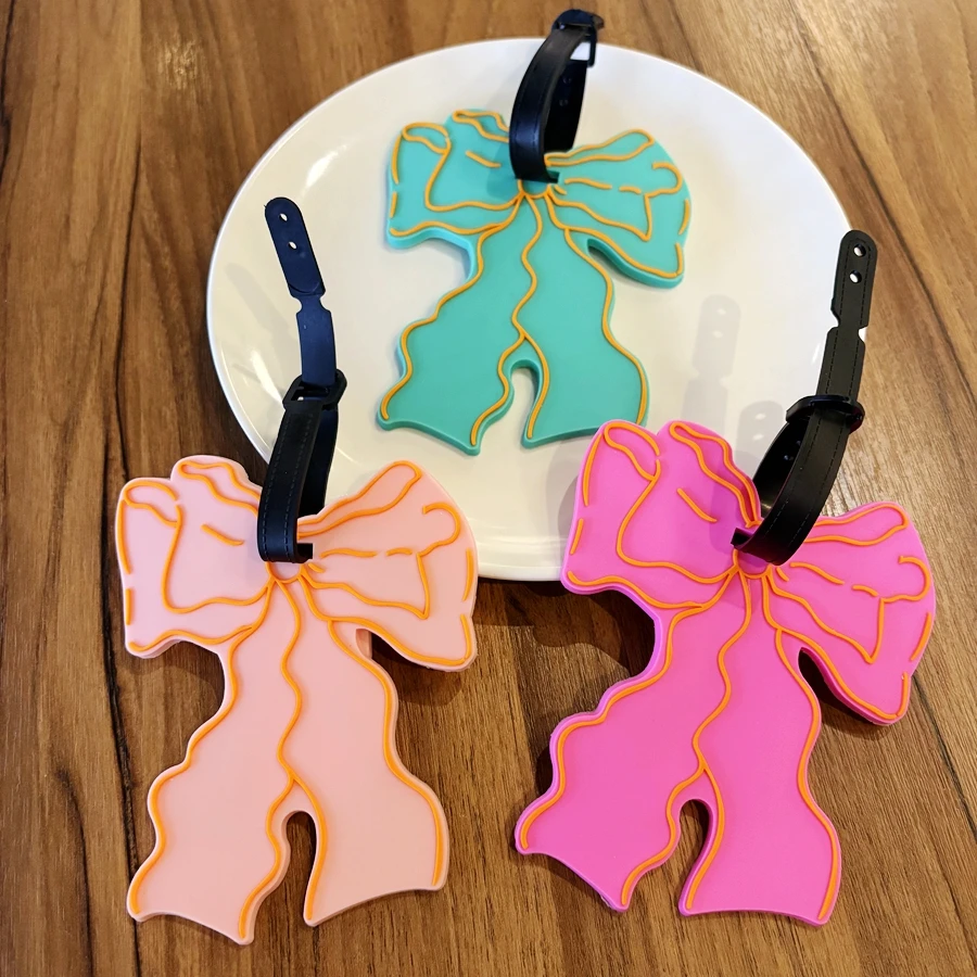 

1/2/3 pieces of bow tie luggage tags, luggage anti loss ID tags, luggage name tags, travel airport luggage tags, check-in tags