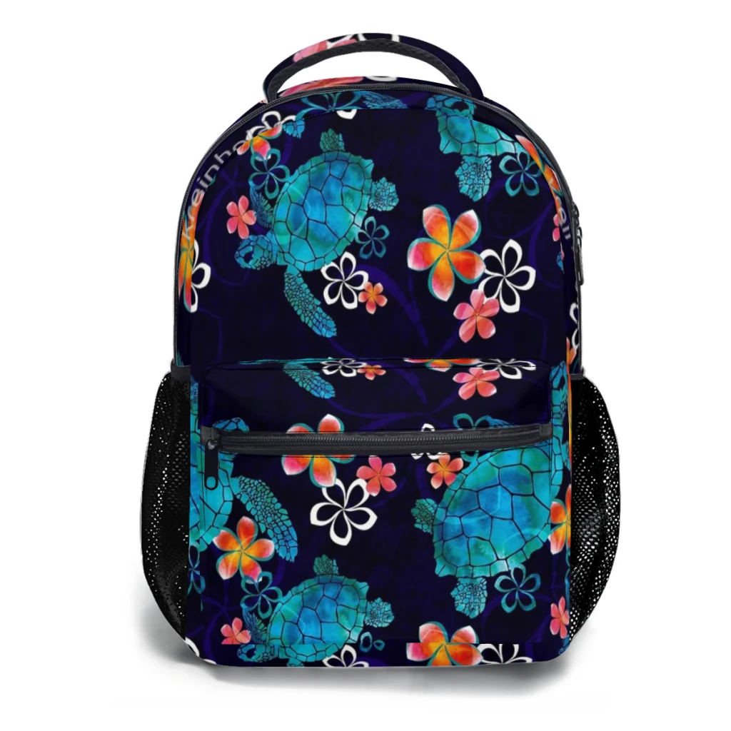 Tartaruga marinha com flores para meninas, mochila de faculdade impermeável de alta capacidade, mochilas escolares para laptop, moda infantil, nova