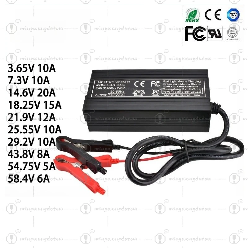 

Зарядное устройство 3.65V 10A, 7.3V 14.6V 20A, 18.25V 15A, 21.9V 12A, 25.55V 10A, 29.2V 10A, 43.8V 54.75V, 58.4V 6A для аккумуляторов