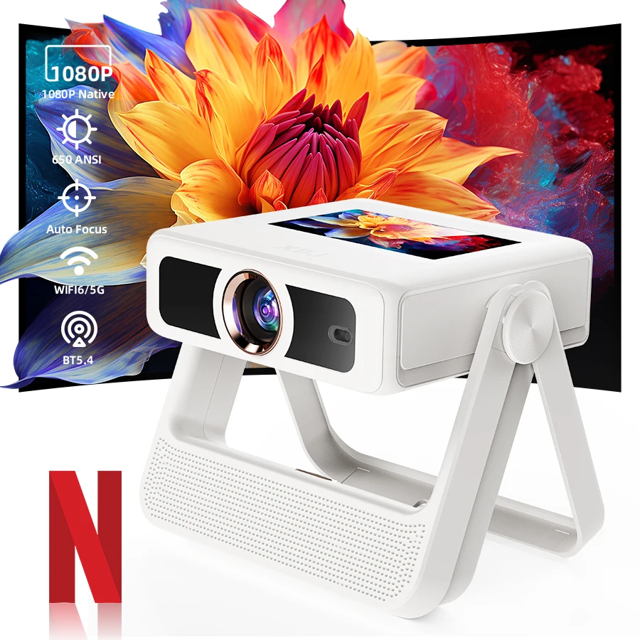 

Проектор XBJ A5Pro 720p Smart с экраном, Wi-Fi 6, BT5.2, автофокусом, портативный, 4K, для домашнего кинотеатра, для использования в помещении и на улице