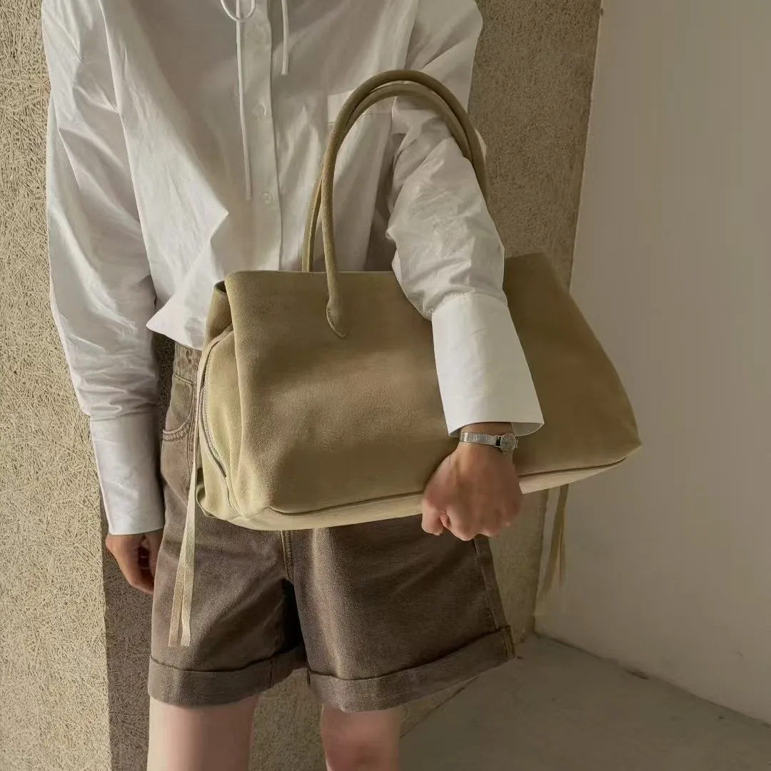 

Дизайнерская роскошная женская сумка, высококачественная сумка из воловьей кожи с верхним слоем, минималистичная пригородная кожаная сумка-тоут большой вместительности