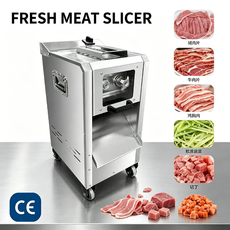 Restaurant Canteen Use 2200W Vertical Electric Stainless Steel Fresh Meat Processing Equipment Meat Slicer