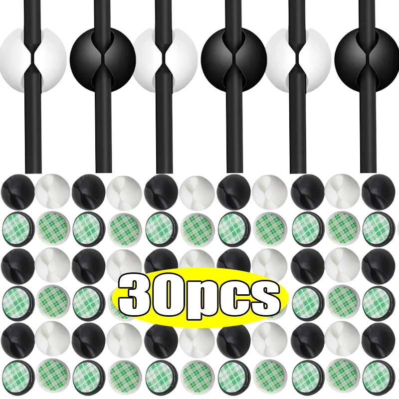 Car Dashboard Self-Adhesive Data Cable Clip USB Line Hub Wire Holder Fixing Clamp Office Desk Wire Organizer Accessories 1-30pcs