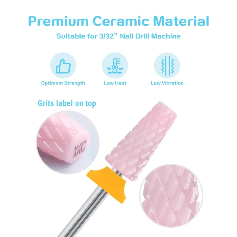 5 In 1 Pink Ceramic Nail Drill Bits Carbide Left Right Hand Milling Cutter Gel Remover Polishing Peeling Manicure Tools 3/32