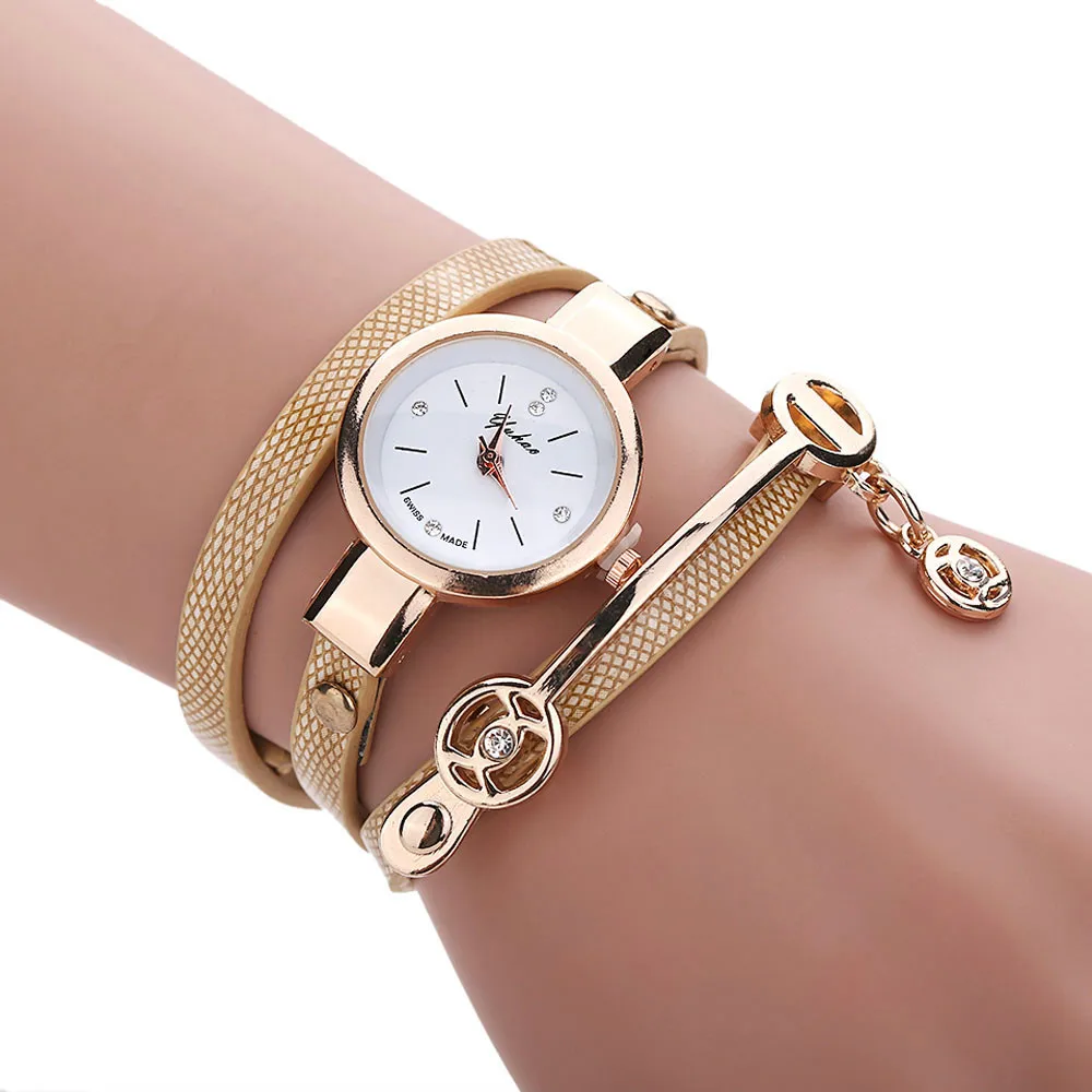 Women Watches Rhinestone Multilayer Bracelet Watch Women Faux Leather Strap Analog Quartz watch Fashion Dress Clock часы женские