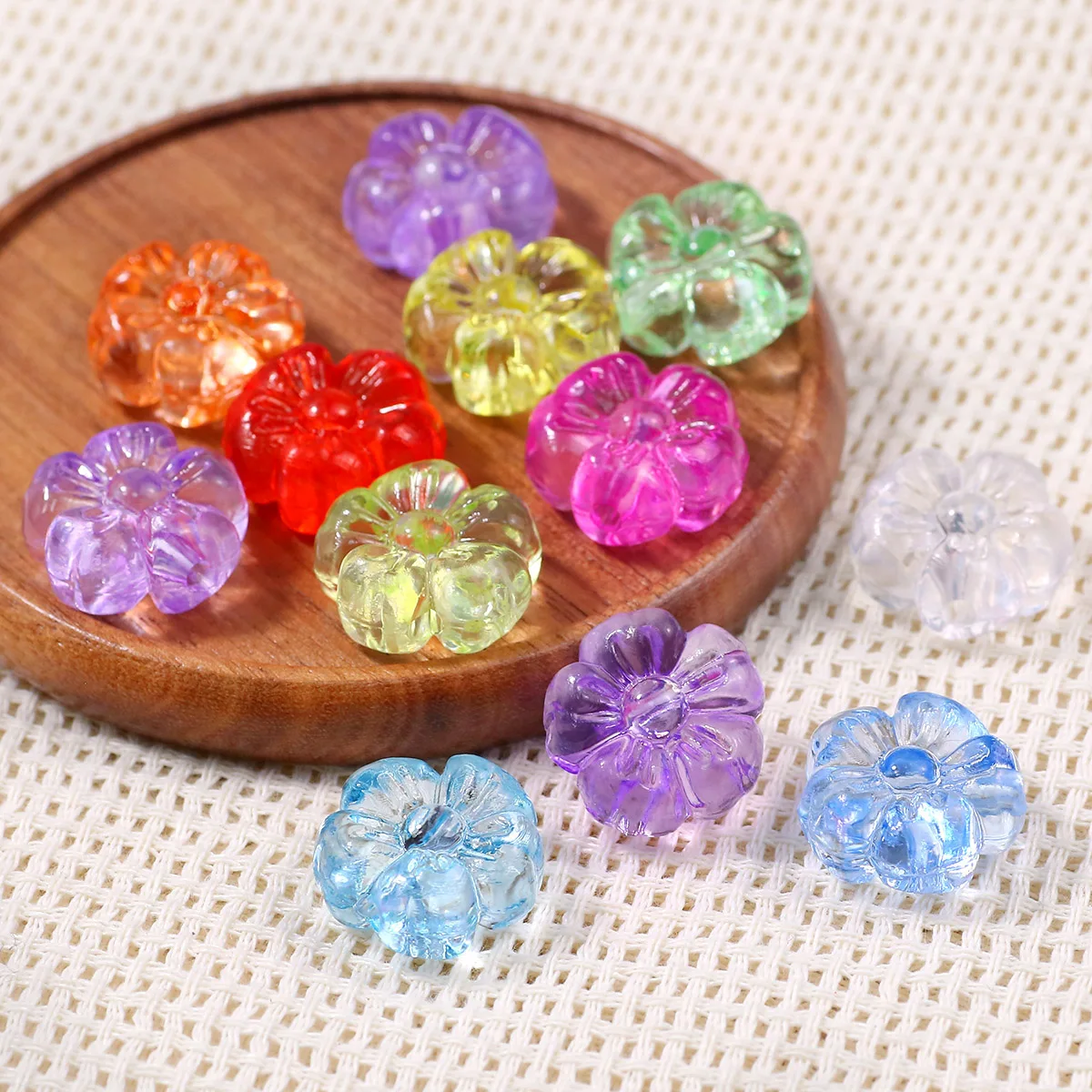 19mm Acryl Kristall Perle Mehrfarbige Blume Durchscheinende Spacer Lose Perlen Für Schmuck Machen Armband DIY Stift Perlen Zubehör