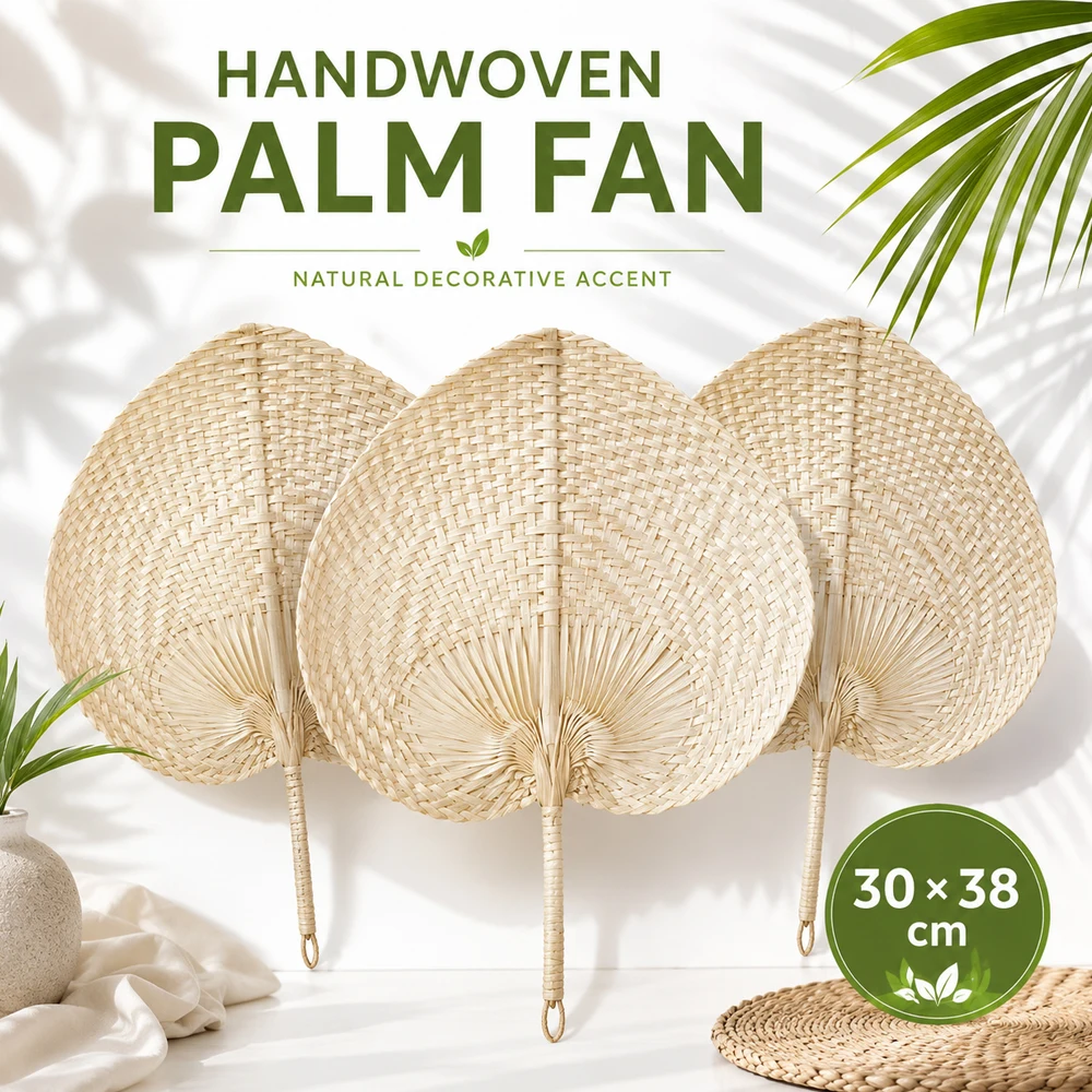 Exquisite Palm Leaf Fan Palm Leaf Hand Fan Handmade Bamboo Hand Fans for Summer Home Decor Lightweight for Children for Wedding