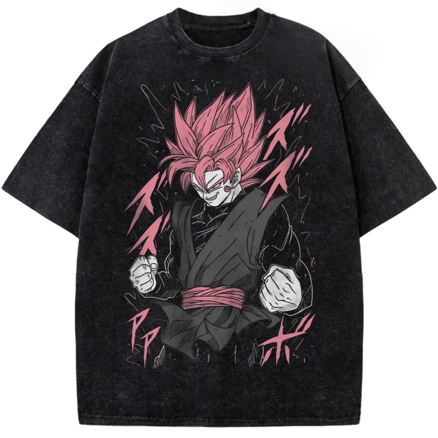 

2026 Dragon Ball Super Saiyan Rose Goku Printed T-shirt Men's and Women's Washed T-shirt High Quality Vintage Cotton T-shirt Top