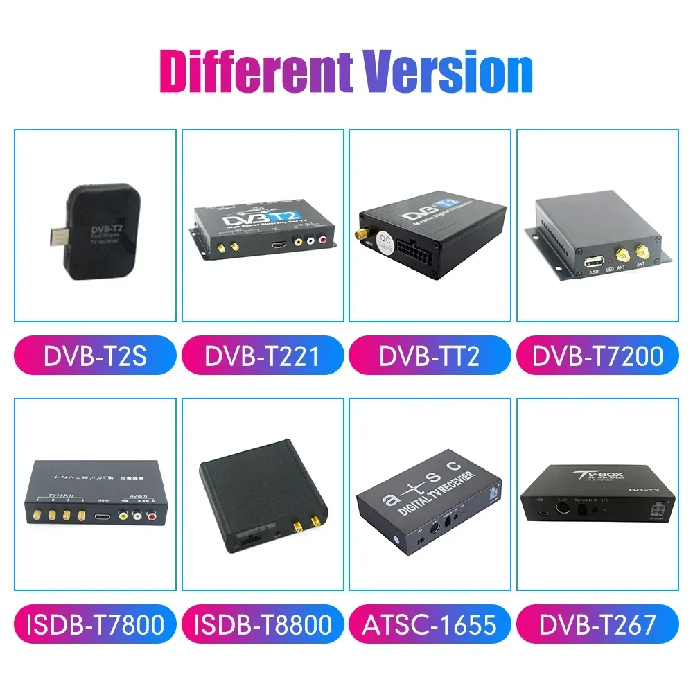 Car Dvb T2 Digital Tv Receiver MULTI PLP Digital TV Receiver automobile DTV box With 4 Tuner Antenna