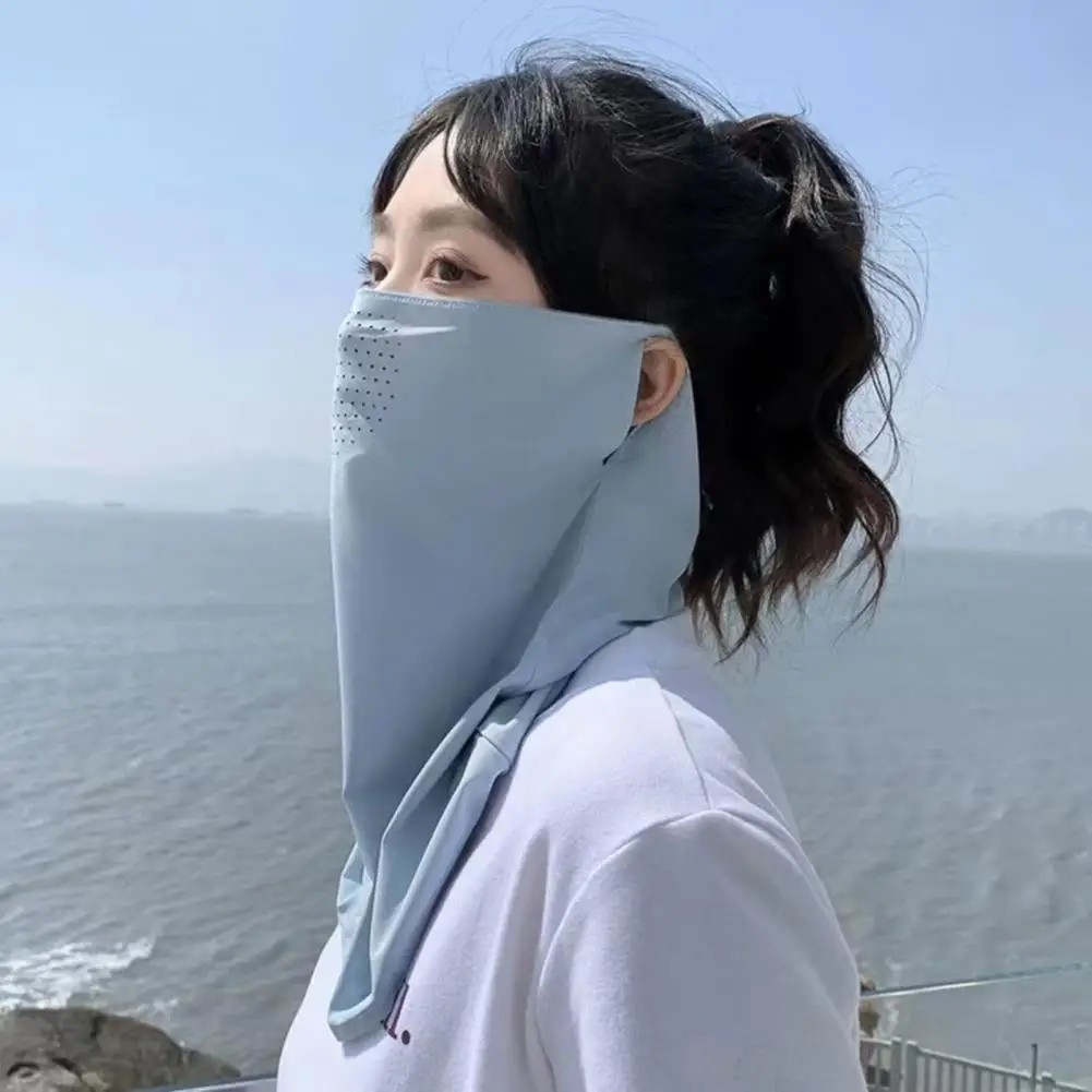 

Sun Protection Guard Quick-Drying Fabric Ice Silk Face Guard Mesh Elastic Earhook Cooling Fabric Extended Neck Gaiter Face Guard