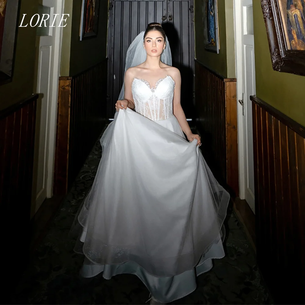 

LORIE Роскошное кружевное свадебное платье трапециевидной формы, милое свадебное платье без рукавов с аппликацией, темпераментное свадебное платье по индивидуальному заказу 2026