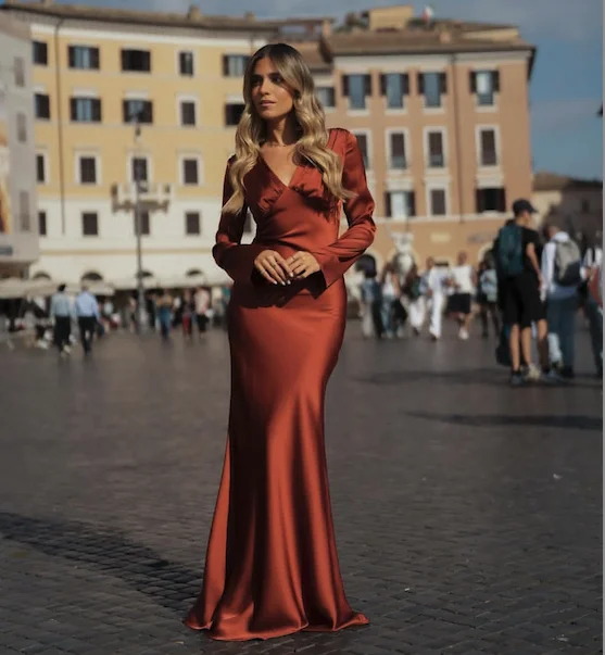 

Customized Measures Evening Dress Elegant Red wine V_neck Formal Gown Simple Floor Length vestido casamentos فساتين سهر