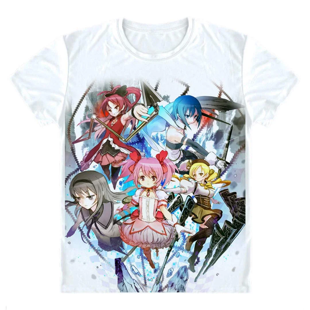 Camisetas con estampado 3D de Anime Puella Magi Madoka Magica para hombres y mujeres, camiseta de manga corta de gran tamaño a la moda, camisetas