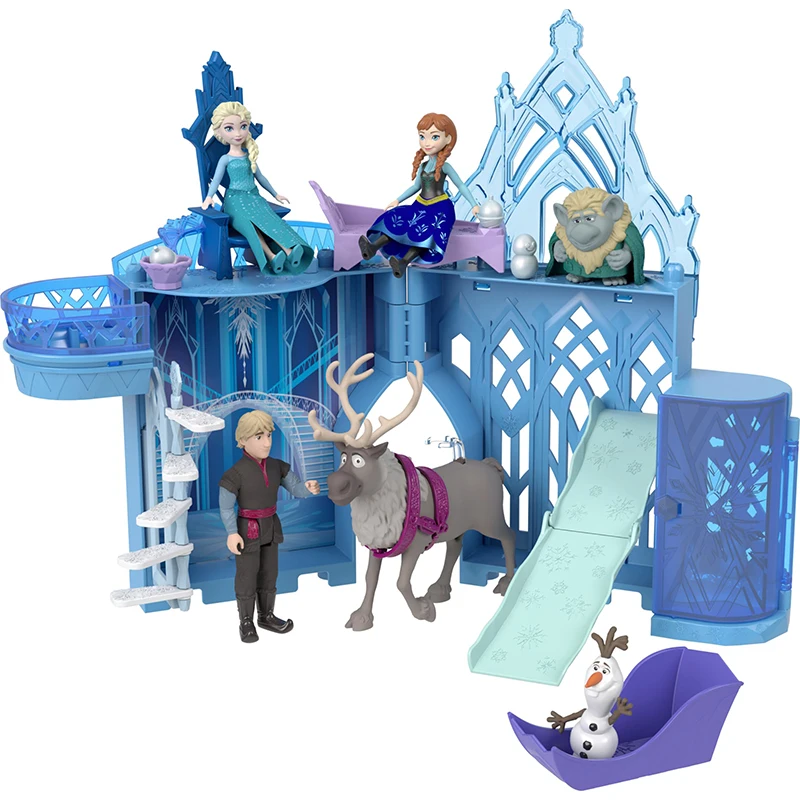 Disney-Congelado Castelo Empilhável Playset para Meninas, Boneca Anna e Elsa, Play House, Brinquedos Interativos, Original, Presentes de Aniversário