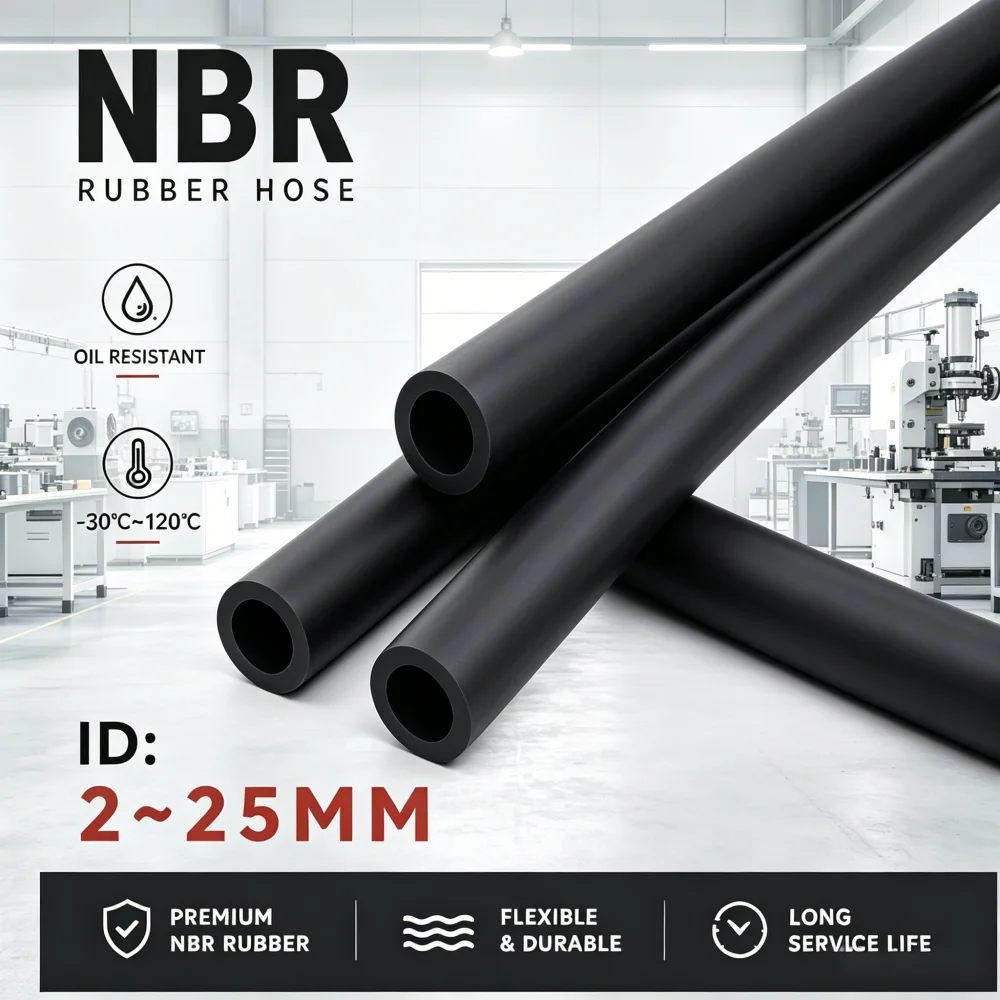 

Black NBR Rubber Hose, High Temp Oil Corrosion Resistant Flexible Fuel Transfer Tubing, ID 2–25mm Nitrile Pipe Hose 1/2/3/5M