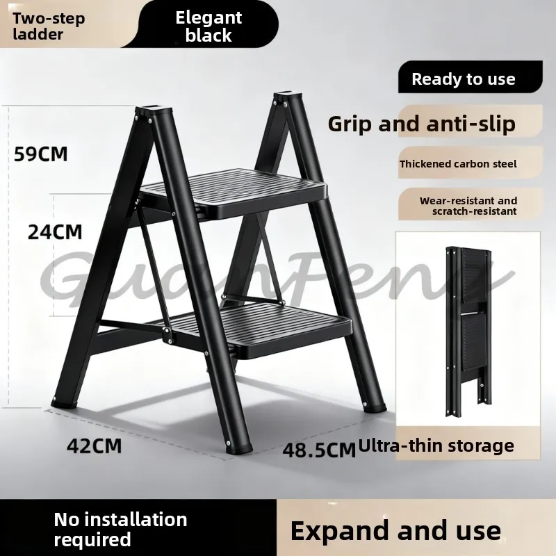 150Kg maximum load-bearing indoor kitchen household 3-step stool round tube steel 2 3 4-step ladder