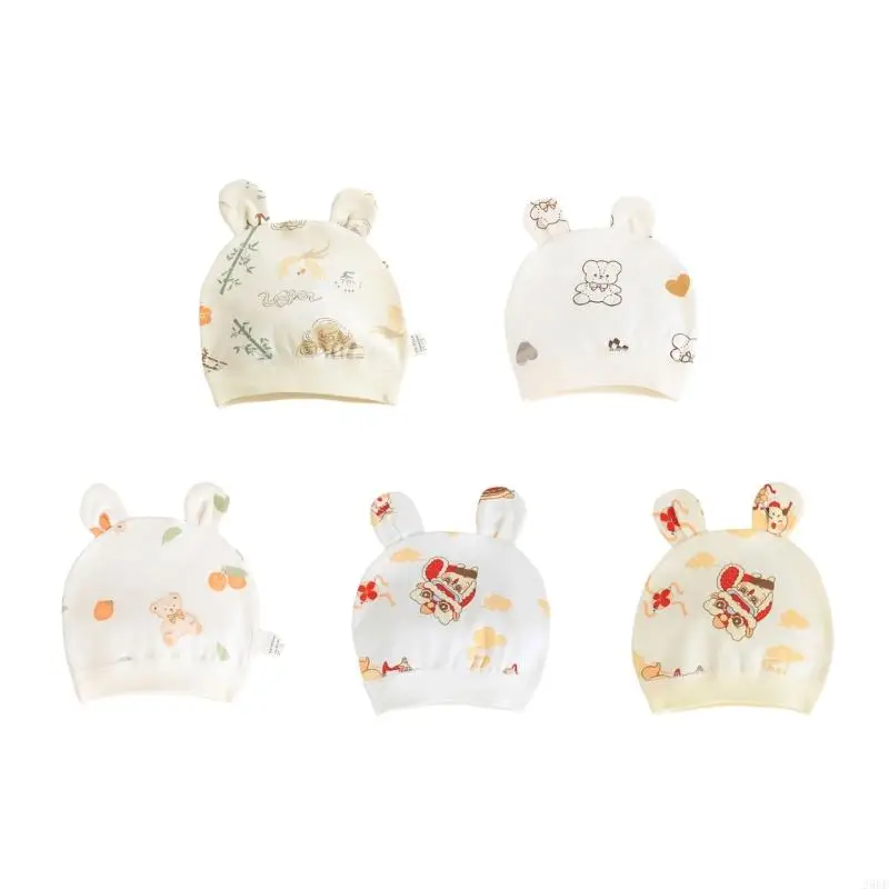 29EE Durable Newborn Hat Stylish Baby Hat with Bear Pattern Comfortable Infant Hat