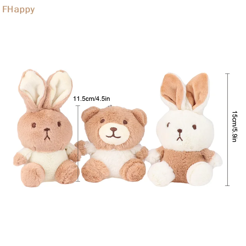 Cartoon Bunny Pendant Soft Stuffed Doll Keychain Cute Rabbit Bear Plush Toy Backpack Car Bag Key Ring Decor Kid Christmas Gift