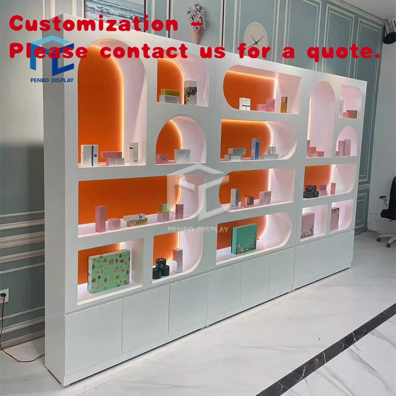 custom.Beauty Store Shelving Display Cases Cosmetic Supply Display Stand Rack Wall Display Stand Shelf Cosmetics Product Cabinet