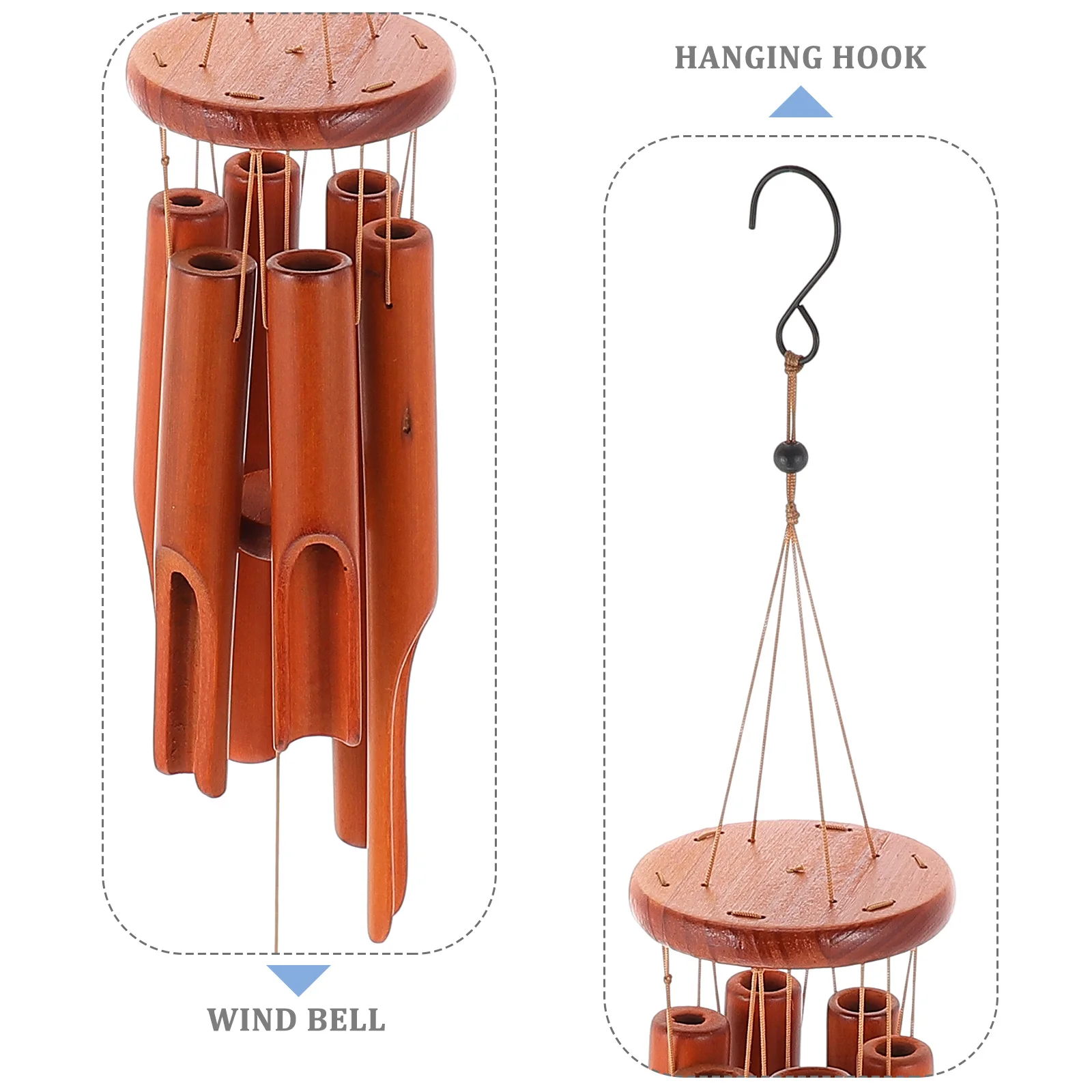 

1Pcs Bamboo Wind Chime Wooden Pendant Durable Wind Bell Hanging Decoration Home Outdoor Relaxing Hanging Decoration