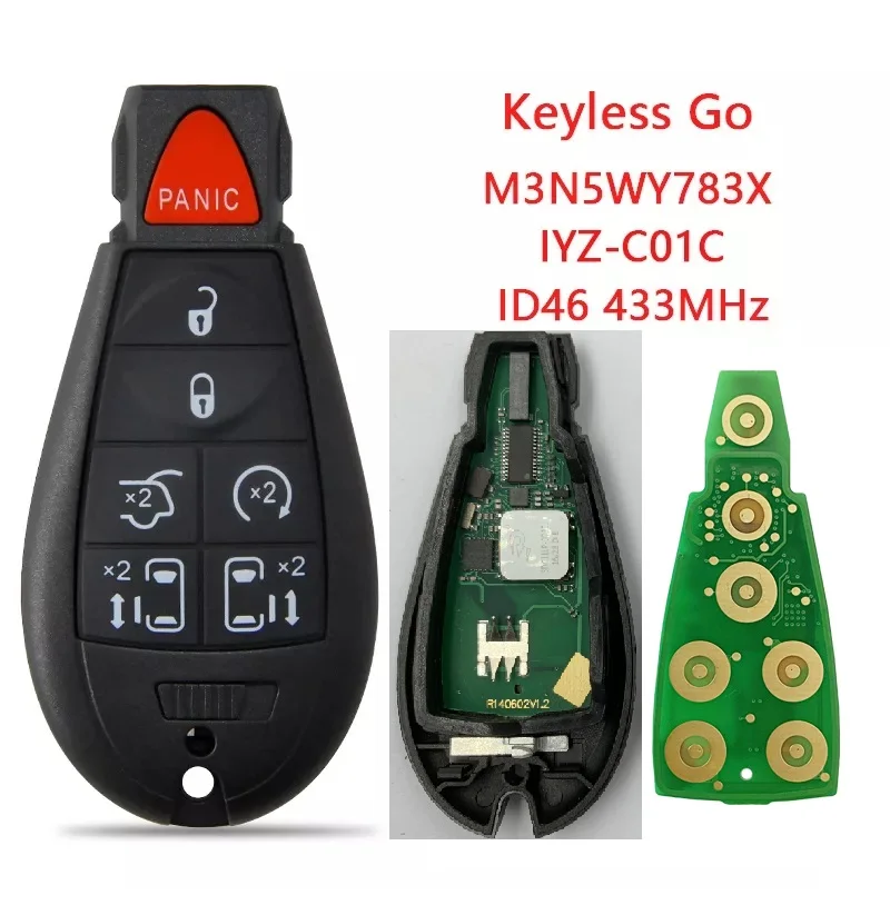 CN015100 Fobik IYZ-C01C Keyless Go For 2011-2019 Chrysler Town Country Dodge Caravan Jeep Aftermarket Key 434MHZ 5026591AK